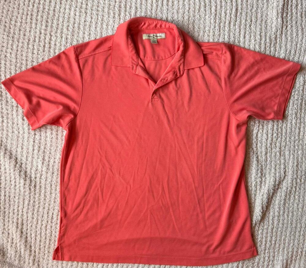 Tommy Bahama Polo Shirt Mens XL Coral Modal Blend Short Sleeve Casual